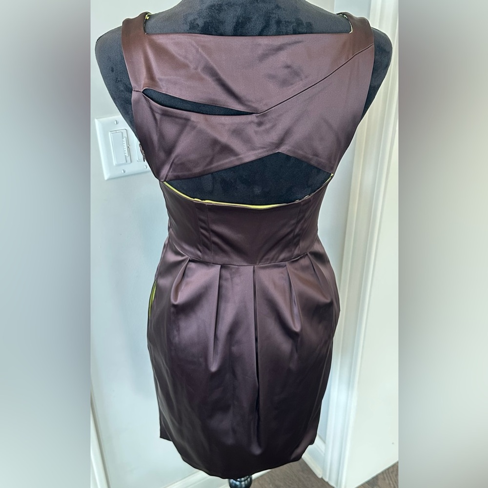 ✨EUC✨Marc New York Brown Ruched Cocktail Dress Lined Side Zip Women size 4 - Picture 7 of 13